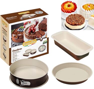 Набір форм для випічки Guardini: Springform 26 см, форма для тортів 28 см, форма для мафінів 25 см, сталь з антипригарним покриттям, бежево-шоколадного кольору