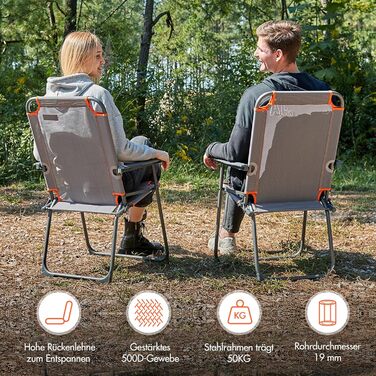Крісло для кемпінгу Portal: розкладне, легке, на 150 кг, для риболовлі, пляжу, відпочинку на природі (2 шт.)