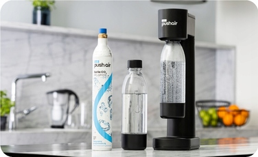 Сифон для води Dafi PushAir (чорний) + балон CO2 + пляшка для газування 0,7 л