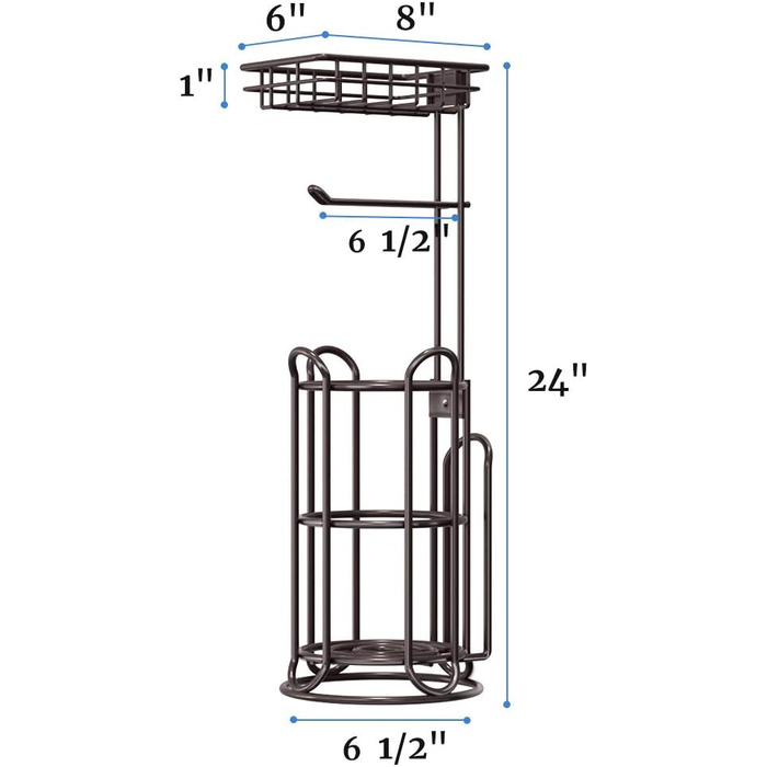 Тримач туалетного паперу TreeLen Mega Roll з нержавіючої сталі, тримач для серветок, стійка для туалетного паперу з полицею для телефону/ганчірки та підставка для журналів, хром (для 4 рулонів, чорний тримач туалетного паперу)