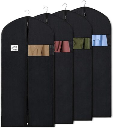 Чохли для одягу Syeeiex, 60x152 см, 4 шт., дихаючий матеріал, для зберігання одягу, пальто, вечірніх суконь