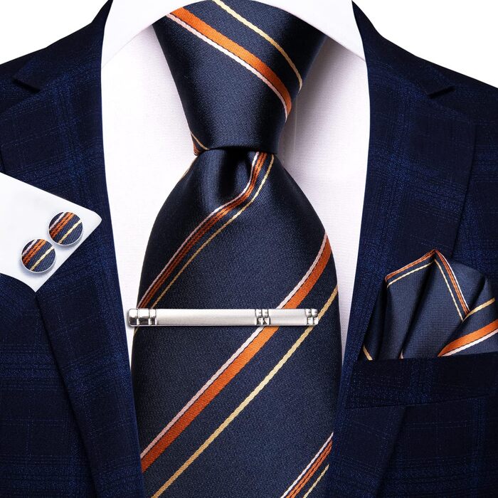 Набір краваток для чоловіків Hi-Tie: 4 шт. (рожевий, синій, чорний, темно-синій, золотий)