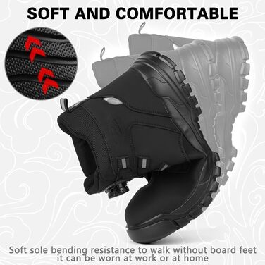 Черевики безпеки для чоловіків та жінок, водонепроникні, зі сталевим підноском, робочі черевики з поворотним затискачем, черевики з захистом від порізів, легкі, з антиковзким покриттям, шкіряні, розмір 40-46, 44 EU