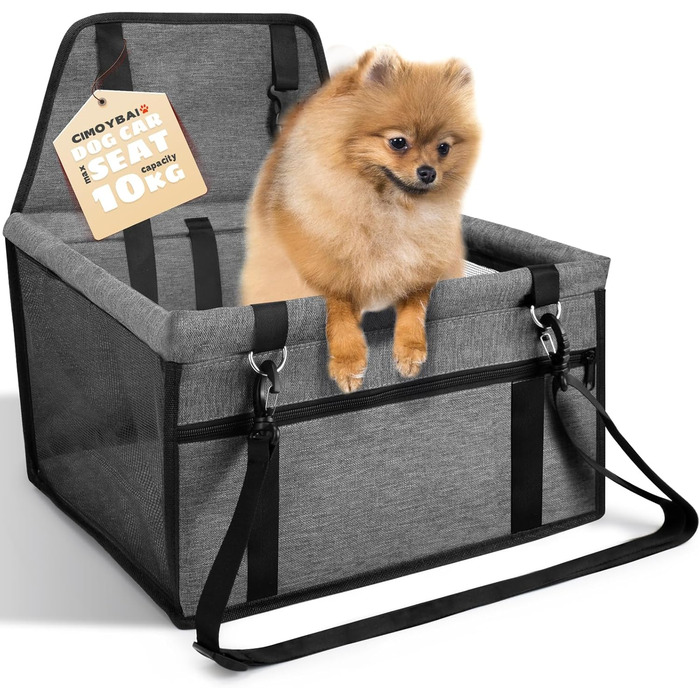 Автокрісло для собак на заднє сидіння, Oxford, дихаючий матеріал, миється, для собак маленьких та середніх порід, темно-сірий