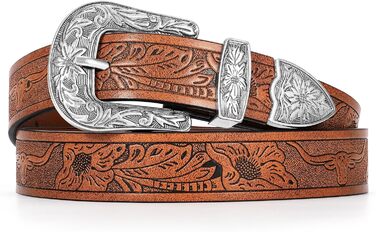 Жіночий шкіряний ремінь JasGood для джинсів та штанів, вінтажний стиль, колір: коричневий, розміри: M (110 см), XL (130 см)