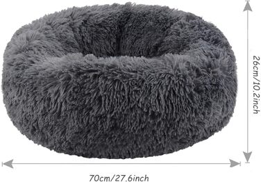 Кругле ліжко для собак та котів, м'яке плюшеве, 50 см, темно-сірий