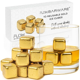 Камені для охолодження напоїв Flow Barware (Золоті): 10 шт. з нержавіючої сталі для віскі, вина та джину