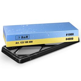 Набір для заточування ножів S&R Schleifstein: 1000/4000 та 120/240 гріт, двосторонній, з підставкою