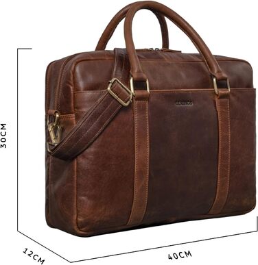 Сумка для ноутбука LEABAGS Leder Aktentasche чоловіча зі шкіри, до 16 дюймів, коричнева (M, Cow Saddle Horse)