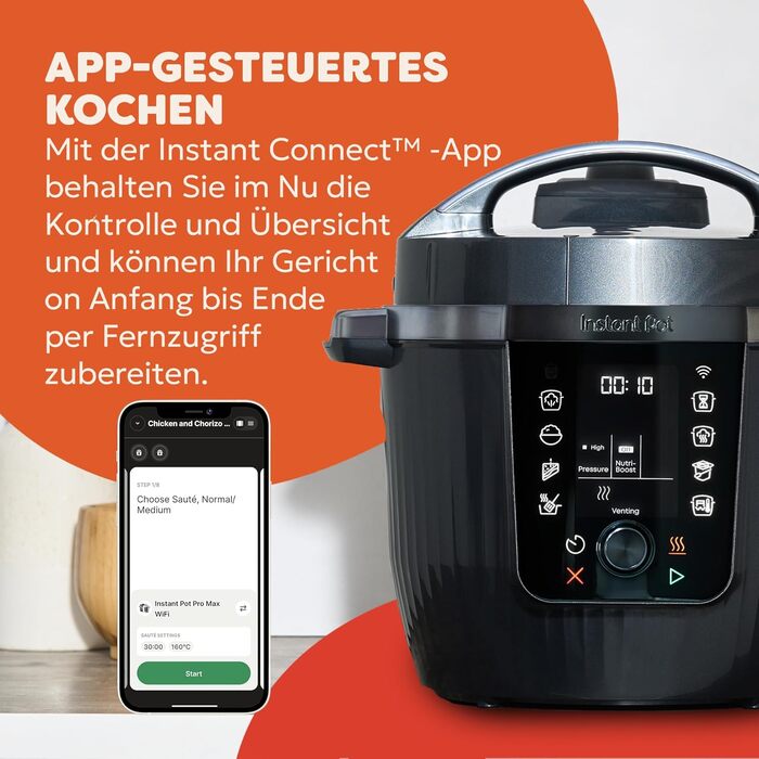 Мультиварка Instant Pot Plus 9-в-1 з нержавіючої сталі, 5.7 л – мультикочер, пароварка, рисоварка, йогуртниця, функція Vacuum, Sterilizer, Wi-Fi