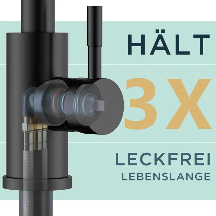 Кран FORIOUS для кухні з висувною лійкою, душовою насадкою, поворотний на 360°, 2 режими розпилення, матовий чорний