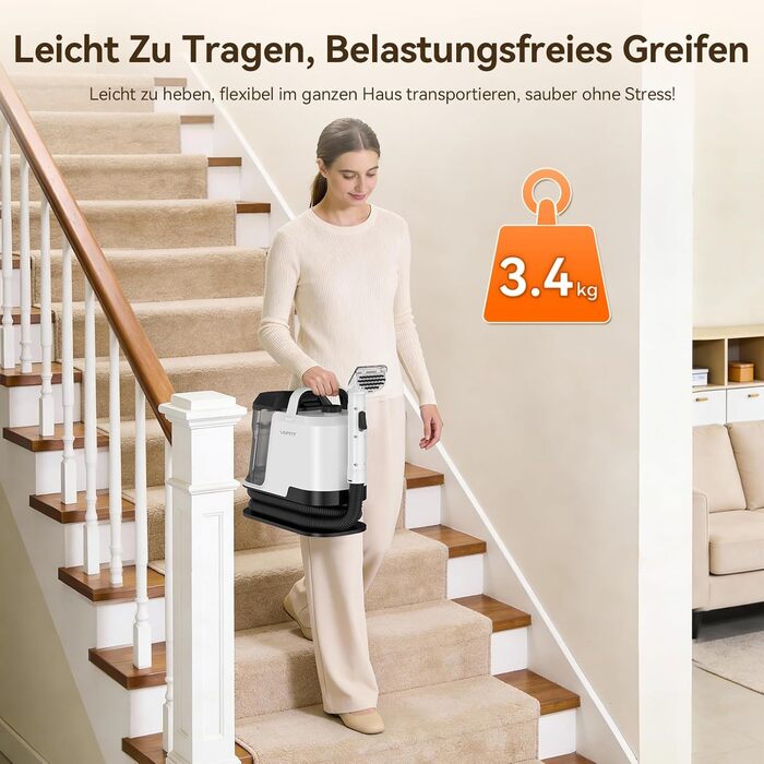 Пароочисник Uwant Y100 3-в-1 для диванів, килимів та авто. Потужність 1750W, 18KPA, з самоочищенням та 7 насадками. Гарантія 2 роки.