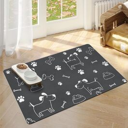 Килимок під миску для собак та котів, силіконовий, 30x50 см, водонепроникний, сірий