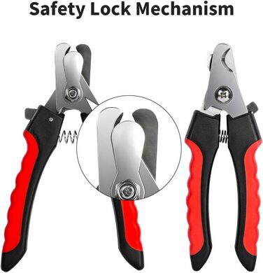 Тример для стрижки нігтів собак з захистом від надрізання та гострими лезами, червоний