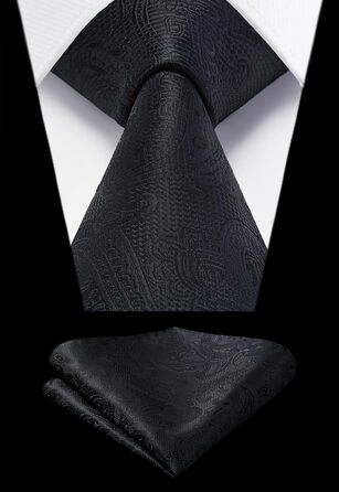 HISDERN Комплект краватки та нагрудного хустинки з квітковим візерунком Пайслі, зелений/чорний