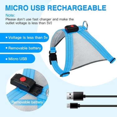 LED нашийник для собак ChalkLit, світлодіодна шлейка для собак, безпечний нашийник для нічних прогулянок (Синій, L)