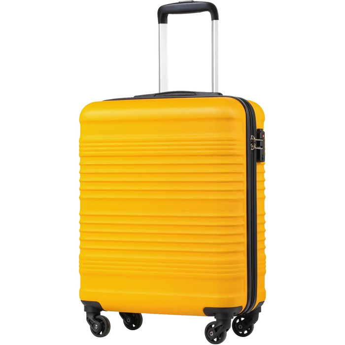 Набір валіз COOLIFE для ручної поклажі (55x35x20cm + 40x25x20cm) з TSA замком, 4 колеса, ABS, жовто-чорний колір
