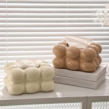 Fenteer Creative Tissue Box Cover, Rectangular Decorative Tissue Holder for Desks and Tables, Kitchen, Office, Home Decoration, White