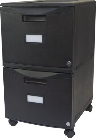 Металевий офісний шафка Storex з 2 шухлядами, 36x46x26 см, чорна, сучасний дизайн
