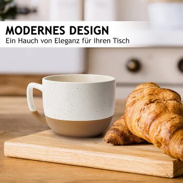 MIAMI – Set of 4, 15.2 oz Ceramic Latte Cups – Elegant, Modern Coffee Cup Set for Cafe, Tea, Hot Chocolate - Dishwasher & Microwave Safe – Aura Collection