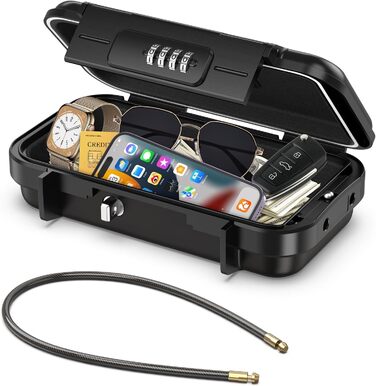 Сейф портативний з кодовим замком ORIA, вологостійкий, для відпочинку та офісу, чорний