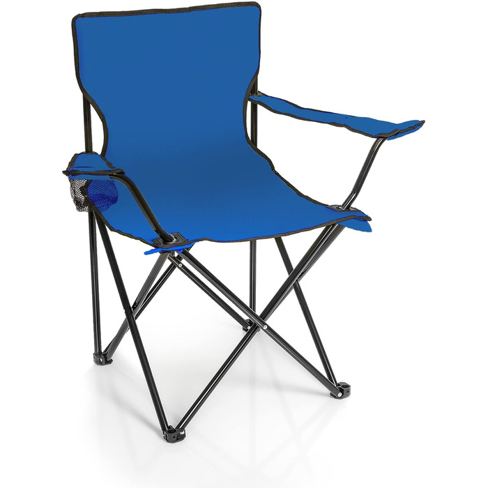 Крісло для риболовлі BigDean: складане, з підстаканником та сумкою - крісло для кемпінгу, саду, відпочинку (Блакитний)