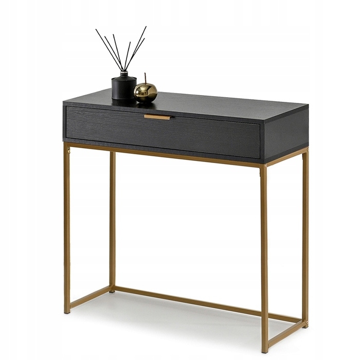 Консольний столик Mebel-Partner, чорний та матовий золотий, 80 x 76,5 x 28 см
