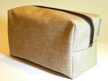 Canvas and Waxed Cotton Travel Bag - Wash Bag/Toilet Bag/Duffel Bag for Shampoo, Cosmetics, Toothbrush, Deodorant - BEIGE