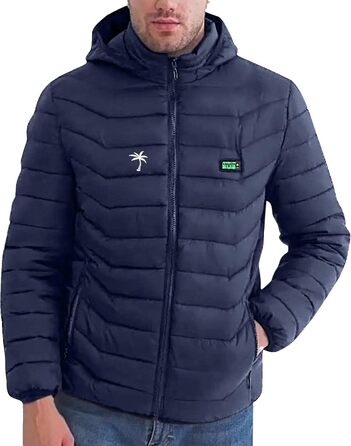 Обогрівальна куртка для чоловіків та жінок з капюшоном, тепла буферна куртка, зимова куртка для активного відпочинку, полювання, мотоцикла, кемпінгу (L, F#blau1)