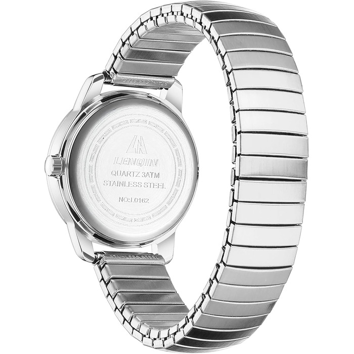 Жіночий годинник LN LENQIN: Водонепроникні годинники для жінок з нержавіючої сталі, кварцовий механізм, аналоговий дисплей, регульований ремінець, сріблястий колір, білий циферблат
