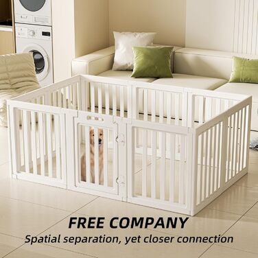 Прозорий вольєр для собак з дверцятами, легкий у чищенні та встановленні, переносний загон для цуценят для дому та саду (Білий, 77 см у висоту, 30,5 см)