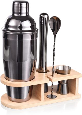 Набір шейкер для коктейлів, 5 предметів, 750 мл, нержавіюча сталь, професійний барменський набір, комплект для приготування Мартіні, барний інструмент для дому, з рецептами коктейлів (сірий)