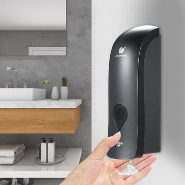 Дозатор мила настінний без свердління, 300 мл, ручний, для душу/шампуню/дезінфікуючого засобу, чорний/білий/золотий, опція сіро-чорний