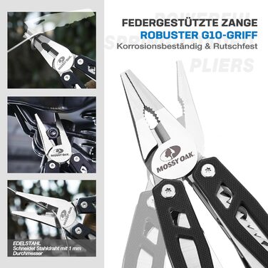 Мультитул Mossy Oak 21 в 1 з плоскогубцями та складаним ножем для кемпінгу, туризму та ремонту, з G10-ручкою та сумкою
