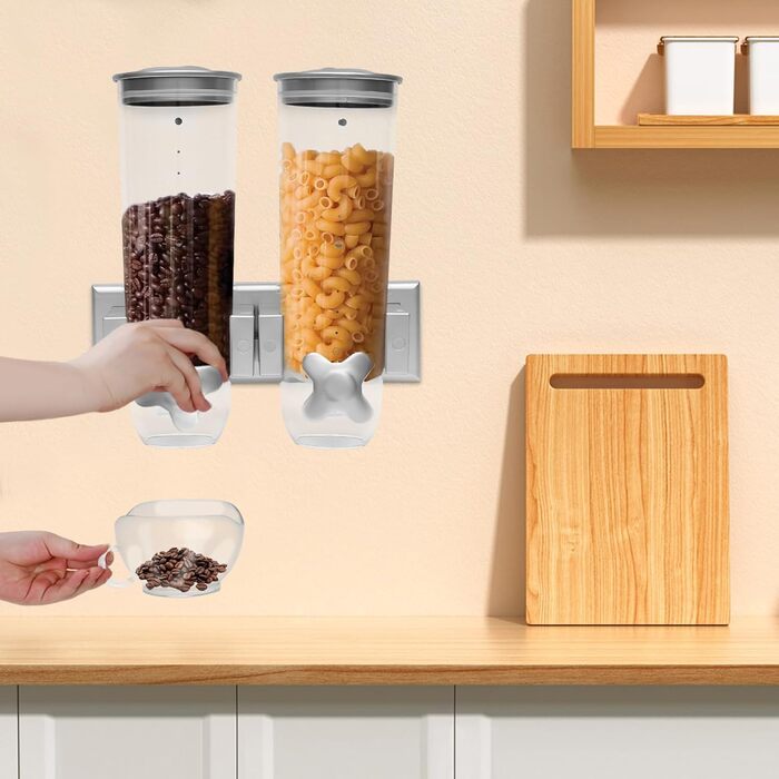 Дозатор для мюслі та сухофруктів 3L, пластиковий, срібний | Дозатор для каші, снеків