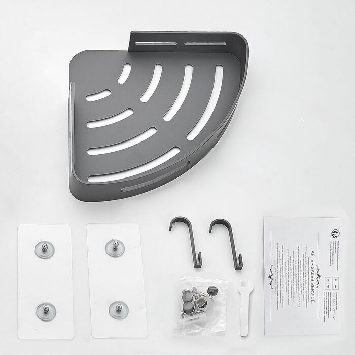 Дзеркальна поличка для душу Gricol без свердління, сірого кольору, з 2 гачками. Підходить для ванної кімнати та кухні.