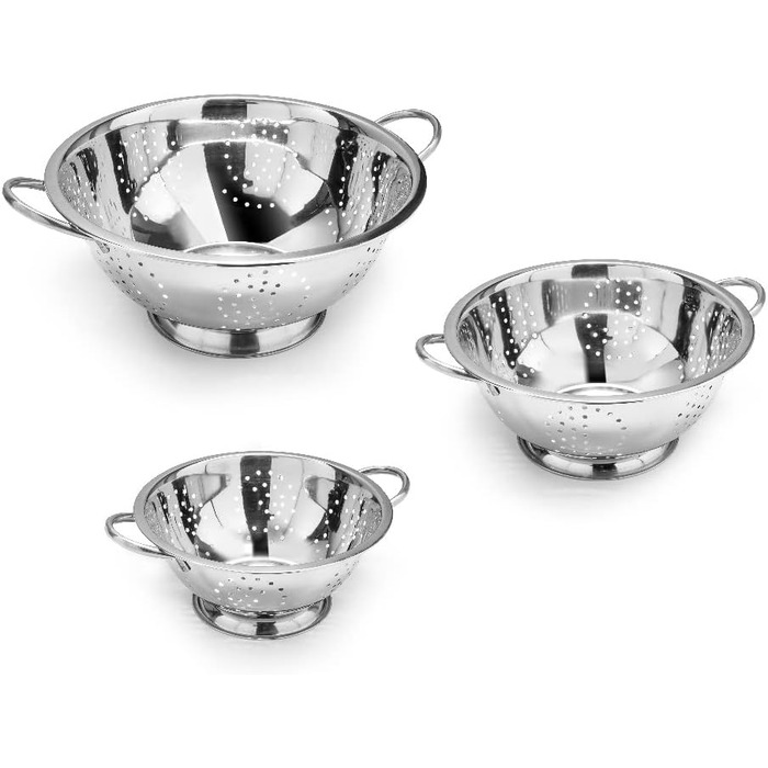 Forgast Colander | 24cm | Standing Colander | Footed Strainer | Salad Strainer | Soup Strainer | Pass Through Strainer | Noodle Strainer | Colander with Handles | Stainless Steel Colander