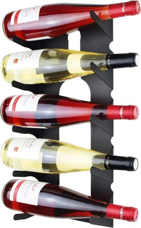 Steel wine rack for all types of wines, with wall mount and decorative trim. (2 x Black)