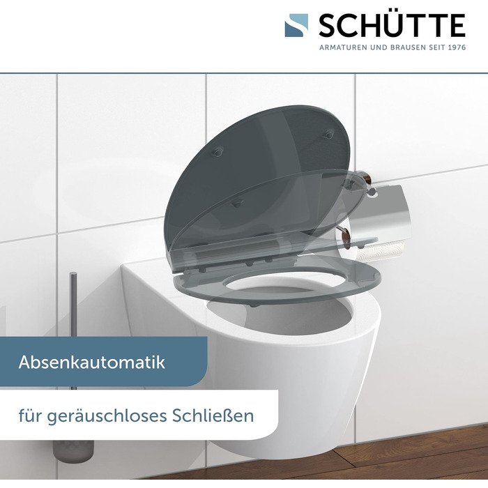 Сидіння для унітазу SCHÜTTE SLIM з мікроліфтом (Duroplast), швидкознімне, витримує до 175 кг, колір антрацит (чорний)