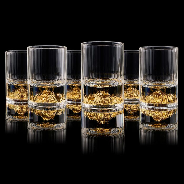 Склянки для шнапсу DUJUST 4cl, кришталь, позолочені 24 каратним золотом, 6 шт. - Елегантні шоти без BPA та свинцю