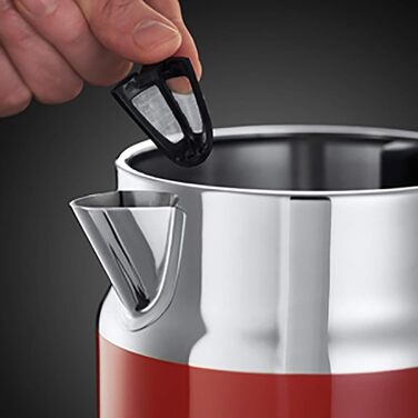 Russell Hobbs Kettle [1.7l, 2400W] Retro Red & Polished Stainless Steel (Quick Boil Function, Water Temperature Indicator in Retro Design, External Water Level Indicator) Vintage Tea Kettle 21670-70
