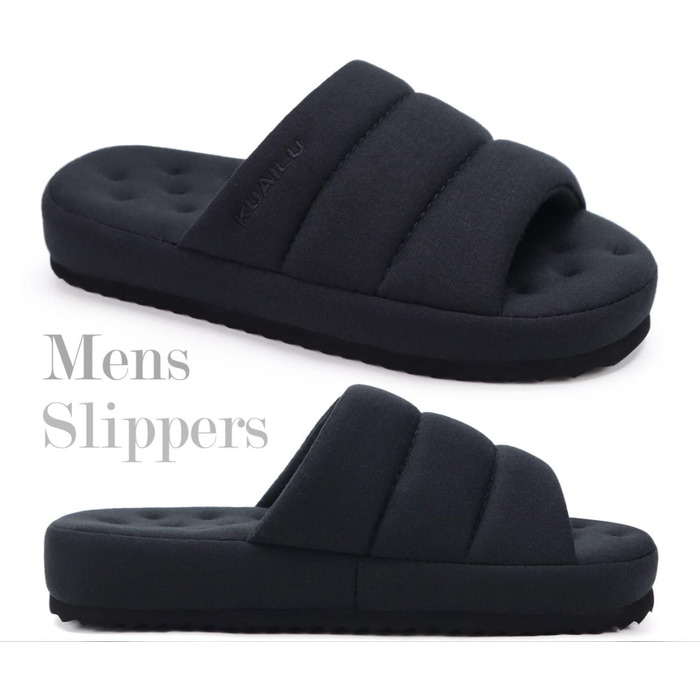 Чоловічі домашні тапочки KuaiLu, модна стежка, тканинні сандалії, комфортні, з піною пам'яті, для дому та вулиці, чорні, 44 EU