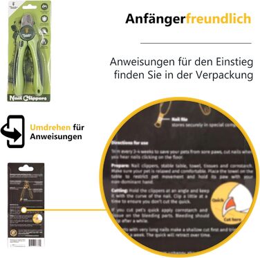 Професійна кусачка для собак з захистом, замком безпеки та пилочкою для нігтів (середня-велика, зелена)