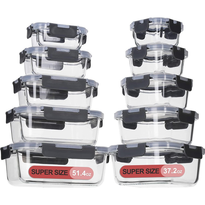 Набір контейнерів для зберігання Fenger Glas з кришкою (10 шт.) - герметичні, BPA-free, для холодильника та мікрохвильовки