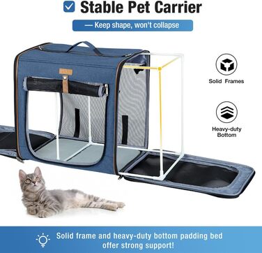 Транспортна переноска для собак та котів середнього розміру, 2-в-1, блакитна