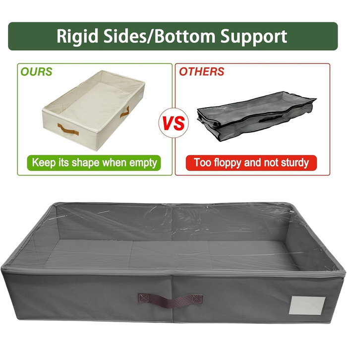 Коробки для зберігання під ліжком, 2 шт. з кришкою, сірі. Органайзери для білизни та одягу