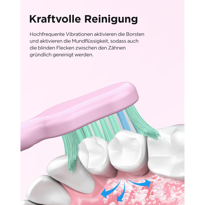 Електрична звукова зубна щітка для дорослих та дітей, 5 режимів чищення, 3 рівні інтенсивності, таймер, 8 насадок, чохол для подорожей, чорний (1 шт.)