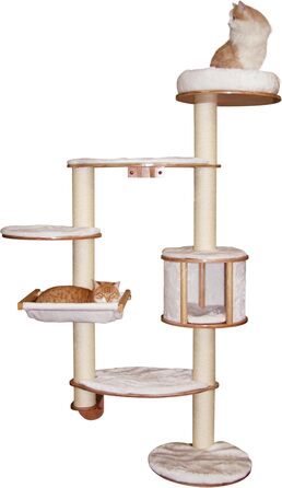 Дерев'яний комплекс для котів Kerbl Dolomit XL, білий, 70x45x185 см, для кількох котів, з сизалевими стовпчиками