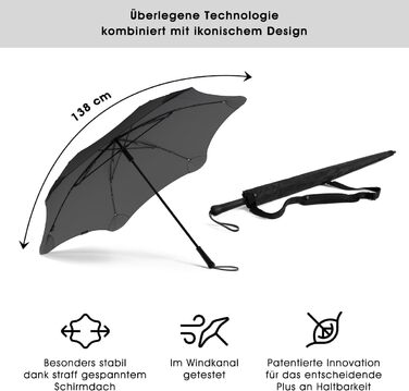 BLUNT Executive Stock Umbrella Grey | Large & Stormproof for 2 People – 138 cm Ø | Innovative & Patented Design – Wind Tunnel Tested