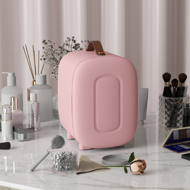HOMCOM Mini Beauty Fridge, 4L Capacity, 8 x 10.4 x 11 inches, Pink